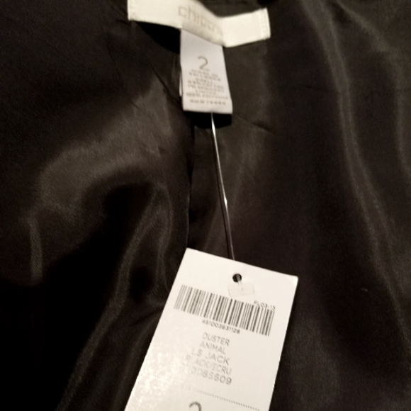 Chico's Zebra Print Black Ecru White Duster Jacket - Picture 6 of 10